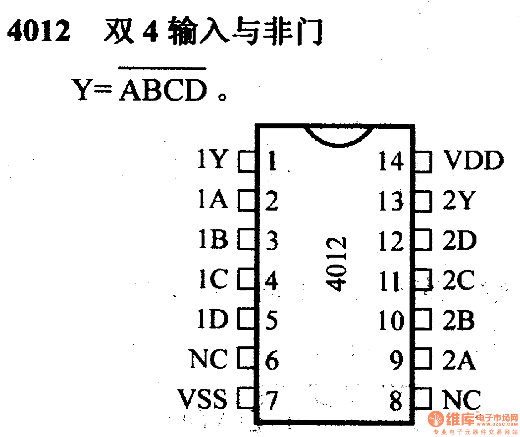 4000系列數(shù)字電路,4012,雙4輸入與非門