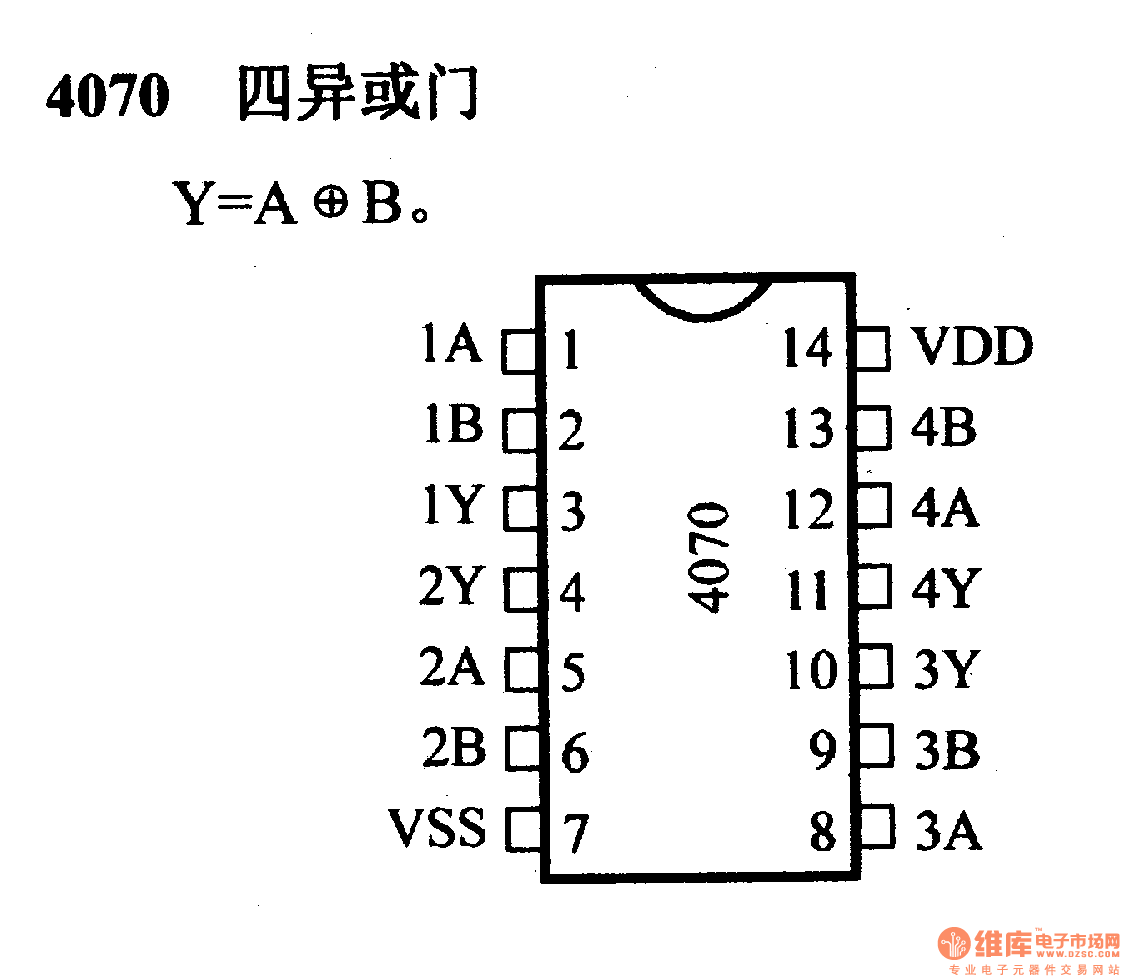 4000系列數(shù)字電路,4070,四異或門
