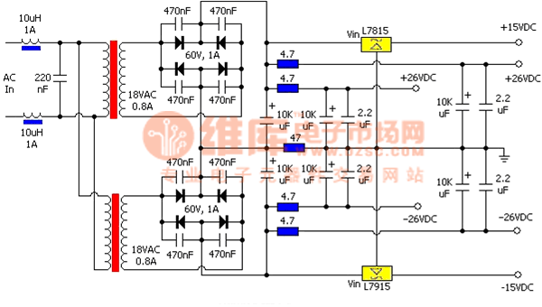 ±15V和±26V輸出電路圖