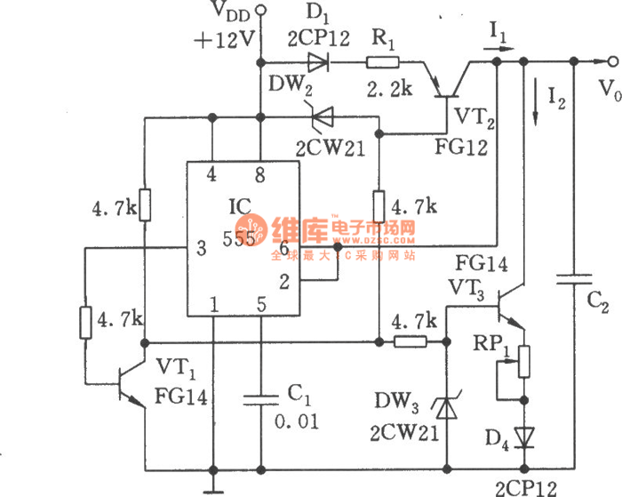 可調(diào)節(jié)的對稱三角波發(fā)生器電路(555)