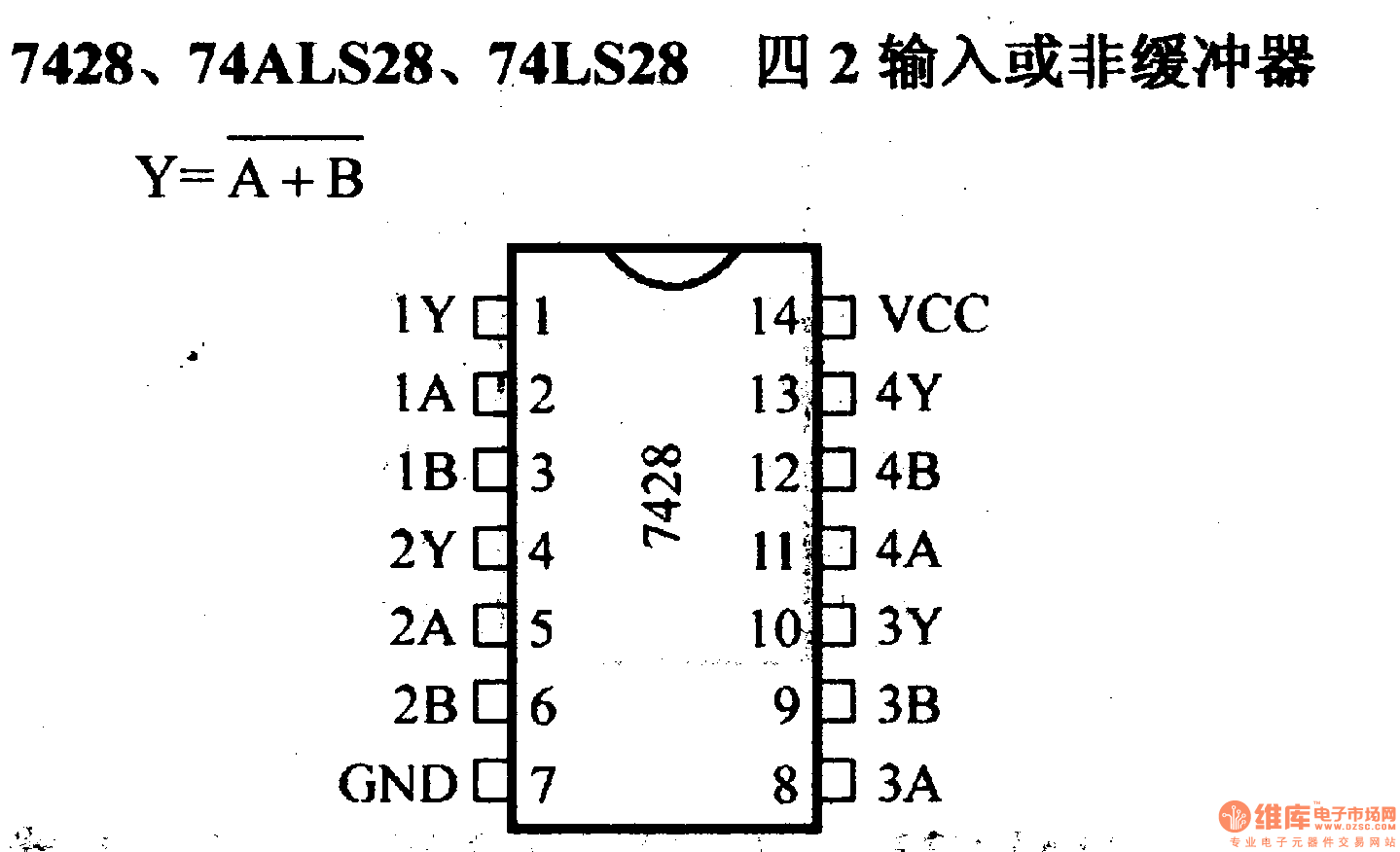 74系列數(shù)字電路7428.74ALS28等四2輸入或非緩沖器