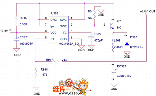 MC34063降壓擴流設(shè)計電路圖