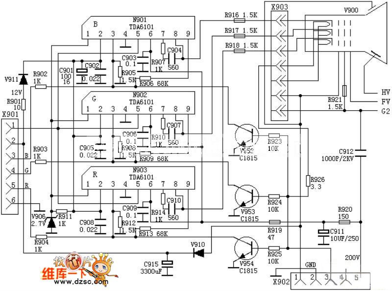 基于一種視放TDA6101電路圖