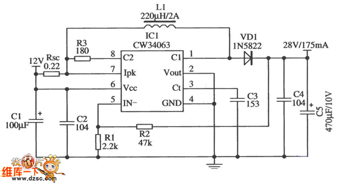 CW34603將降壓型改裝成升壓型的電路圖