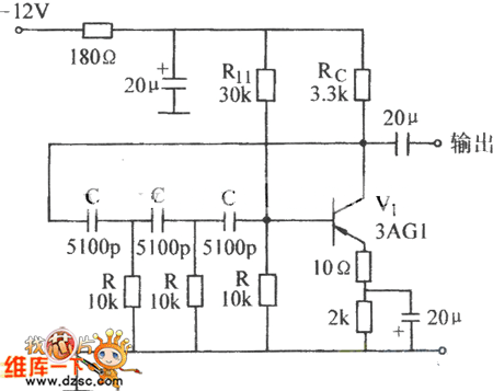 RC相移式振蕩器電路原理圖