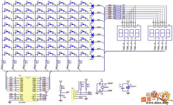ZLG7290應(yīng)用電路圖