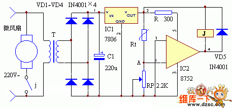 電冰箱風(fēng)冷節(jié)電自控器電路圖