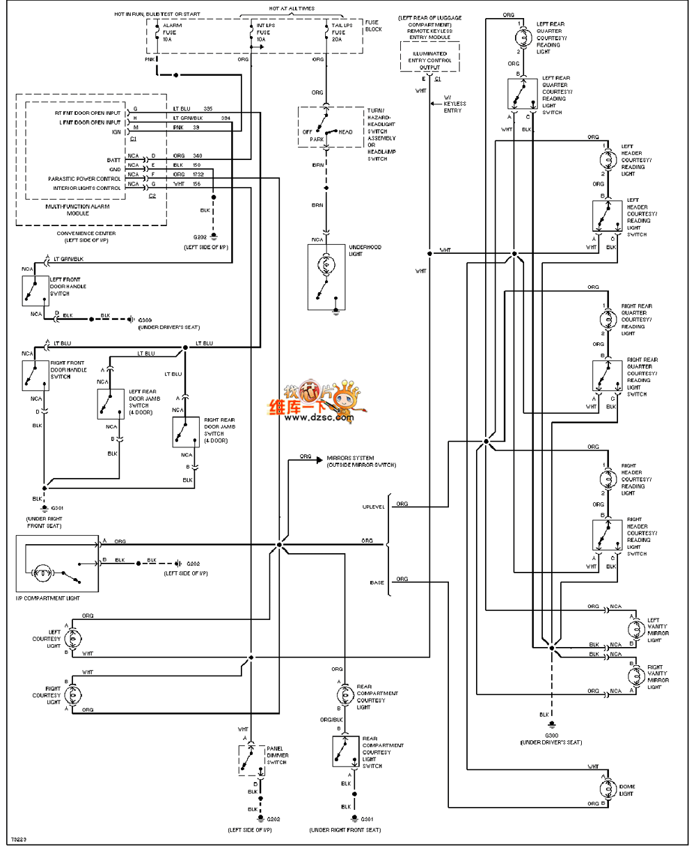 通用96奧茲莫比爾ACHIEVA門鎖燈電路圖