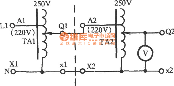 用三只調(diào)壓器串聯(lián)獲得0-284V電壓電路