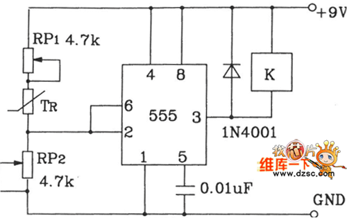 T-121溫度傳感器構(gòu)成溫度控制電路圖